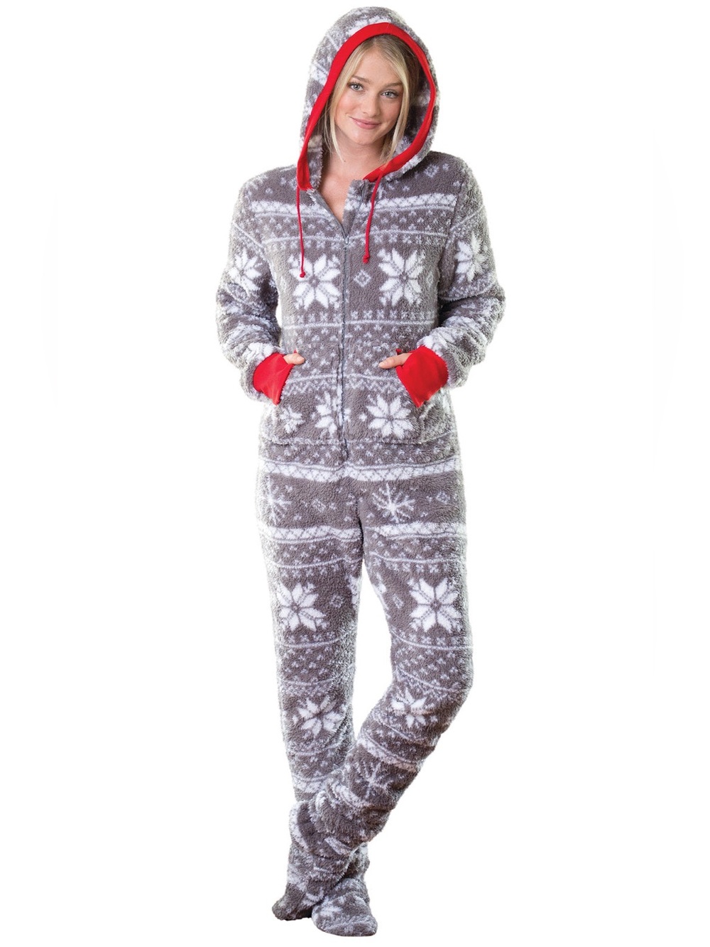 Pajamagram Hoodie Footie Nordic Fleece Hoodie-Footie Onesie Pajamas Size Large